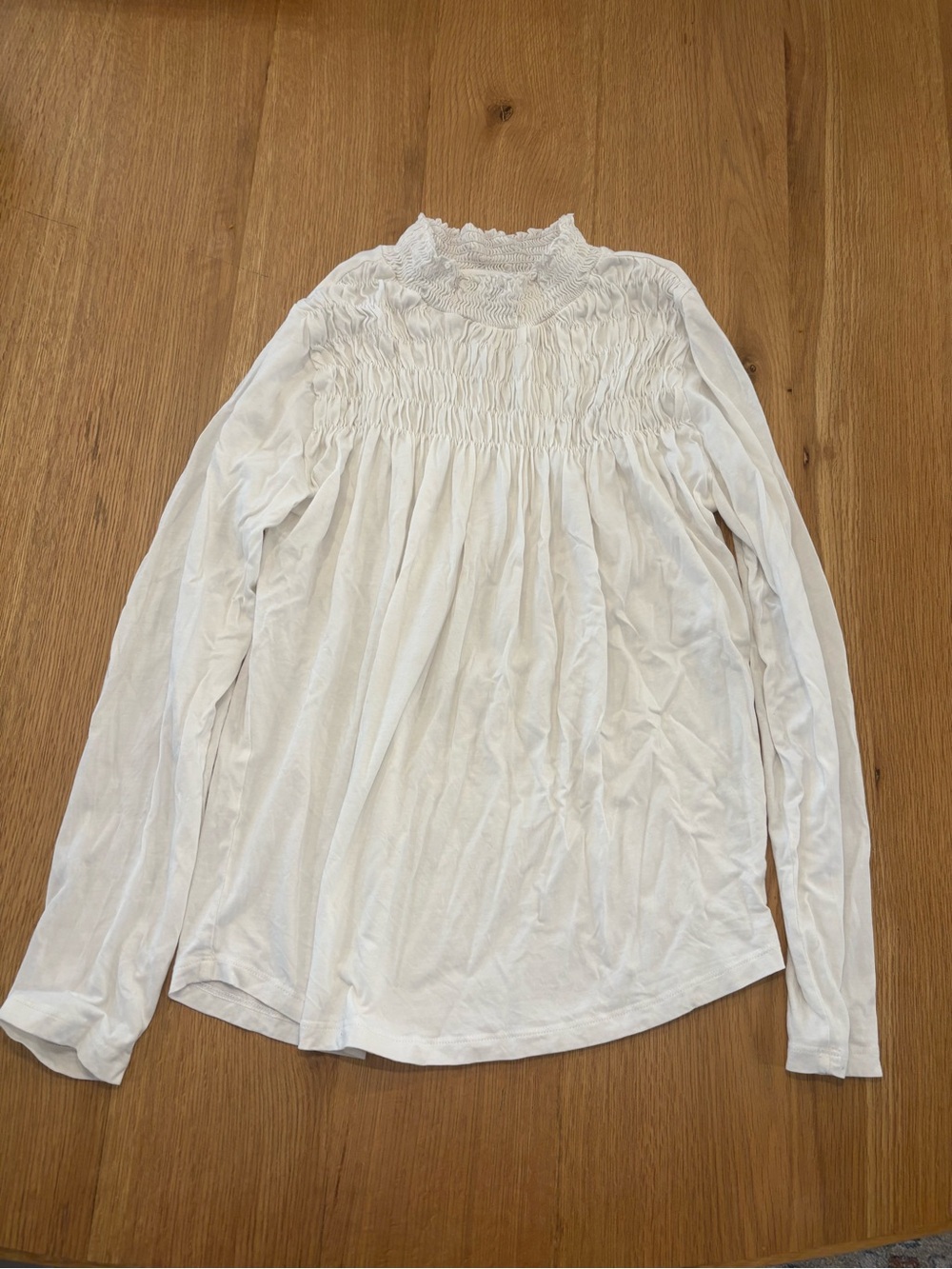 Sundance Smocked High-Neck Long Sleeve Top